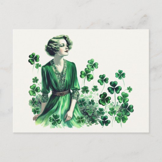 Shamrock St. Patrick's Day Vrouw Briefkaart (Voorkant)