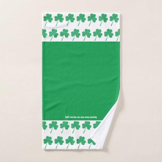 SHAMROCK St Patrick's Personnalisé Scripture GREEN (Serviette à main)