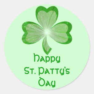 Shamrock 'St Patty's Day' sticker rond groen
