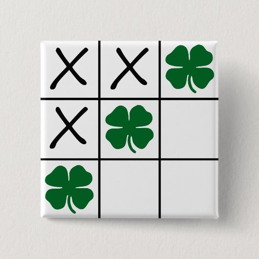 Shamrock Tic Tac Toe Vierkante Button 5,1 Cm (Voorkant)