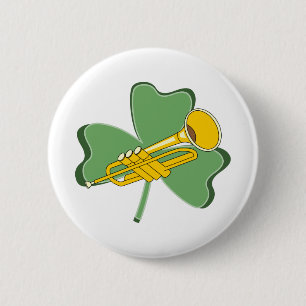 Shamrock trompet ronde button 5,7 cm