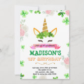 Shamrock unicorn-uitnodiging kaart (Voorkant)