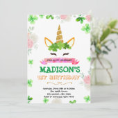 Shamrock unicorn-uitnodiging kaart (Staand voorkant)