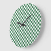 Shamrock Vert et blanc En vichy horloge murale (Angle)