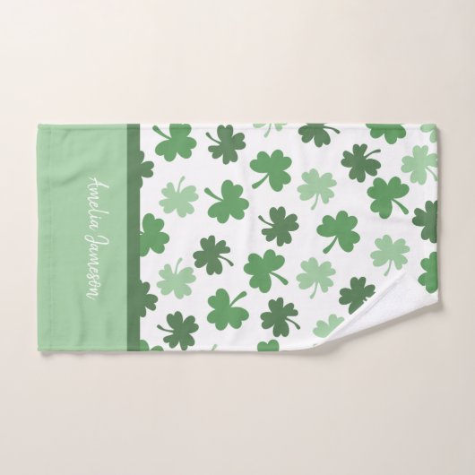 Shamrock vert motifs Saint Patrick's Day (Serviette à main)