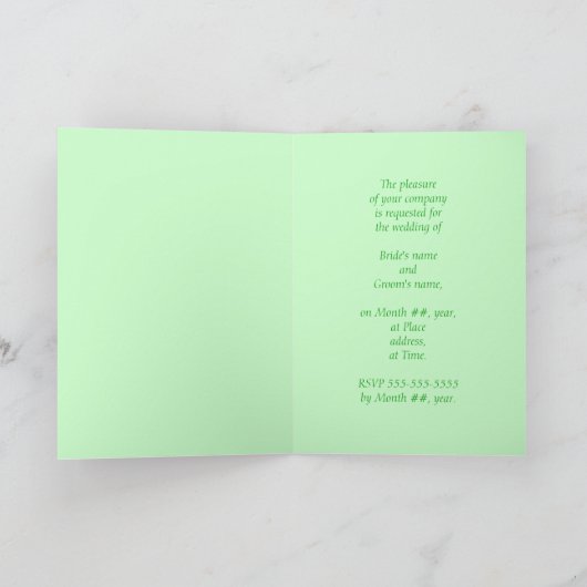 Shamrock vert, points or faire-part de mariage car (Intérieur)