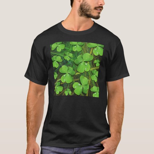 Shamrock vert St Patrick's Day T-shirt noir basiqu (Devant)