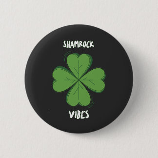 Shamrock Vibes Four-Leaf Clover St. Paddy's Day Ronde Button 5,7 Cm