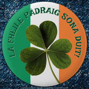 Shamrock / Vlag van Ierland Happy St. Patrick's Da Ronde Button 5,7 Cm