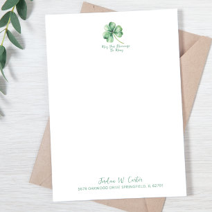 Shamrock Waterverf St. Pat Irish Blessing Green Bedankkaart