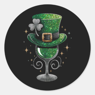 Shamrock wijn glas Drinken St. Patricks Dag Iers  Ronde Sticker