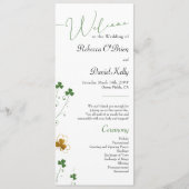 Shamrock Wildflower Groen en Goud Elegant Bruiloft Programma (Voorkant)