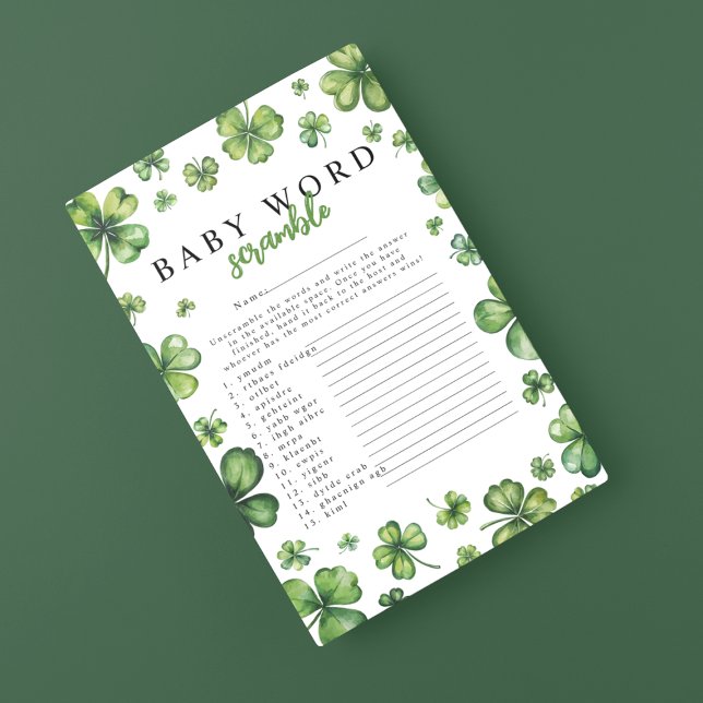 Shamrock 'Word Scramble' Baby shower spel (Creator heeft geüpload)