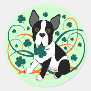 Shamrockin' Terrier Ronde Sticker