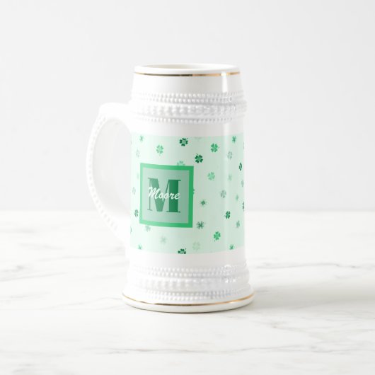 Shamrocks 4-leafed clovers - Donkere tot lichte Gr Bierpul (Voorkant links)