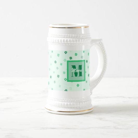 Shamrocks 4-leafed clovers - Donkere tot lichte Gr Bierpul (Voorkant rechts)
