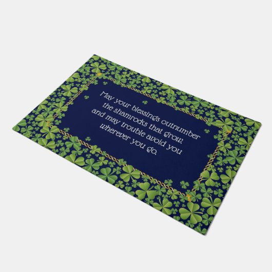 Shamrocks and Irish Blessing 2 Deurmat (Schuin)
