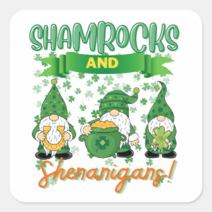 Shamrocks and Shenanigans St Patrick's Day Lucky Vierkante Sticker