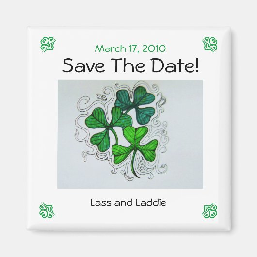 Shamrocks Bewaar de datum! 17 maart 2010 Magneet (Voorkant)
