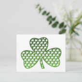 Shamrocks blancs en Shamrock vert carte postale (Debout devant)