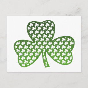 Shamrocks blancs en Shamrock vert carte postale