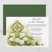 Shamrocks Catholic Irish Celtic Cross Condolence  Bedankkaart (Voorkant / Achterkant)