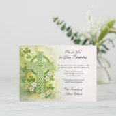 Shamrocks Catholic Irish Celtic Cross Condolence Bedankkaart (Staand voorkant)