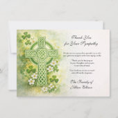 Shamrocks Catholic Irish Celtic Cross Condolence Bedankkaart (Voorkant)
