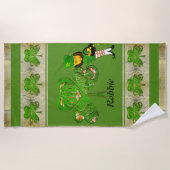Shamrocks & een Leprechaun Strandlaken (Voorkant)