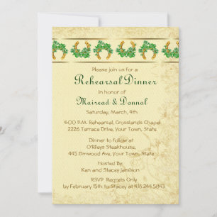 Shamrocks en Gold Irish Rephearsal Dinner Kaart