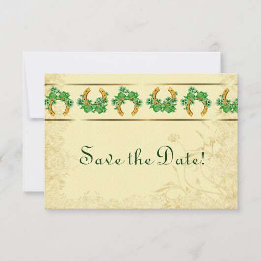Shamrocks en Gold Irish Save The Date (Voorkant)