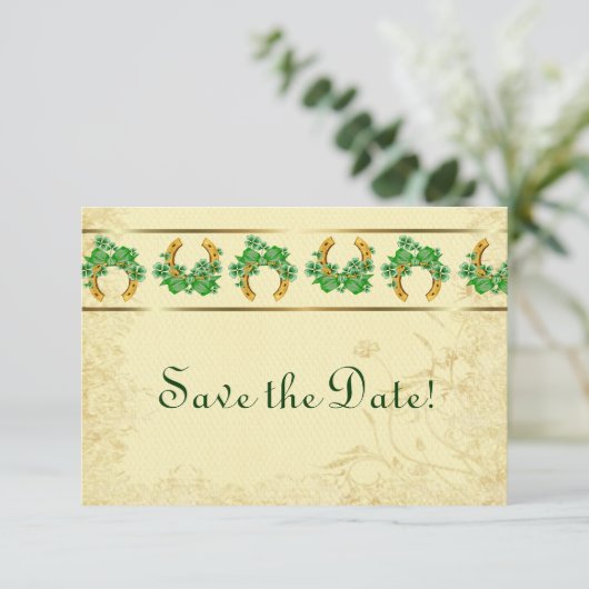 Shamrocks en Gold Irish Save The Date (Staand voorkant)