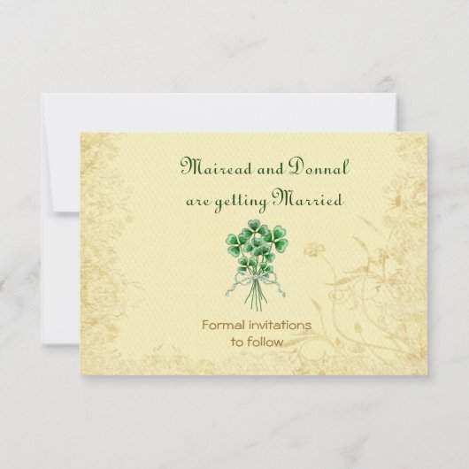Shamrocks en Gold Irish Save The Date (Achterkant)