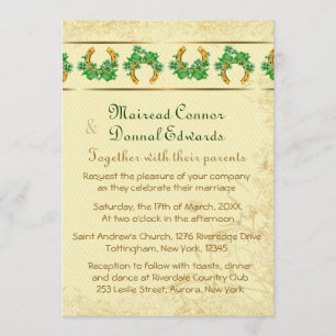 Shamrocks en Gold Irish Wedding Kaart