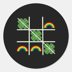 Shamrocks en Rainbows Tic Tac Toe Lucky Saint Pat Ronde Sticker