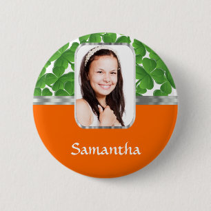 Shamrocks en sinaasappel ronde button 5,7 cm