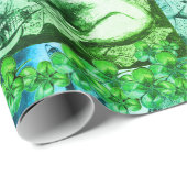 Shamrocks en St.Patrick's Day Cat Making Music Cadeaupapier (Rol Hoek)