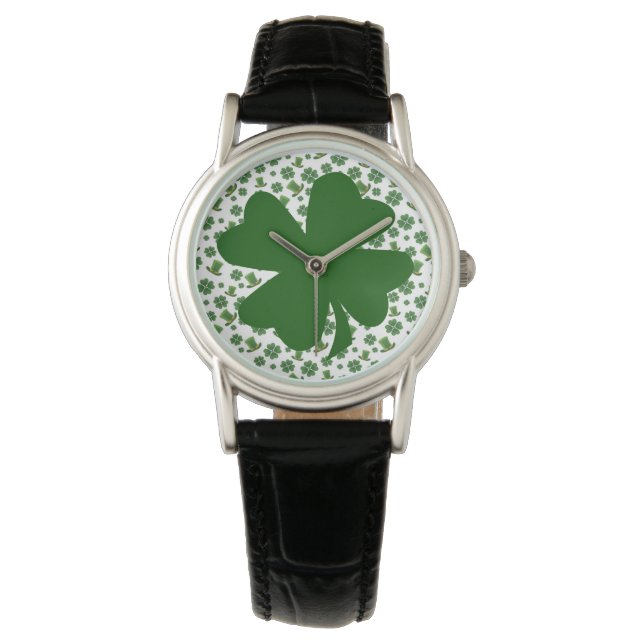 Shamrocks en Top Hats 3 Horloge (Voorkant)