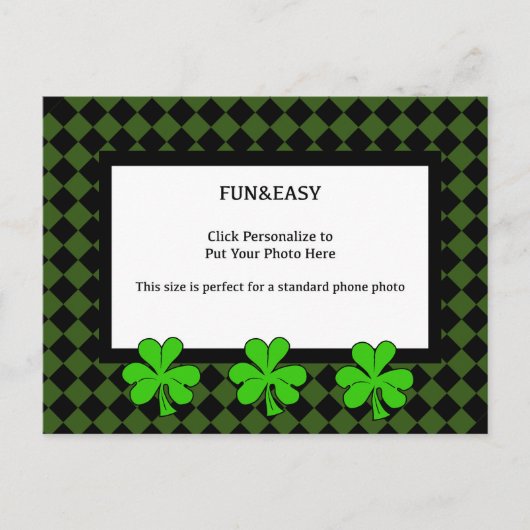 Shamrocks en uw foto op een groen en zwart briefkaart (Voorkant)