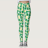 Shamrocks Gold Coins Leprechaun Pet Pattern Leggings (Voorkant)
