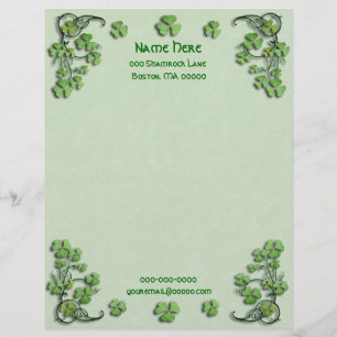 Shamrocks Green Faux Parchment Persoonlijk Briefhoofd