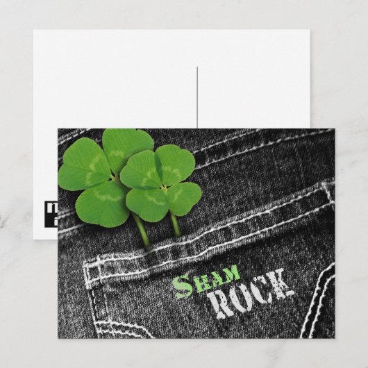Shamrocks in Black Jeans Pocket St. Patrick's Day Briefkaart (Voorkant / Achterkant)