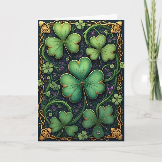 Shamrocks in het Keltische Lijst St. Patrick's Day Feestdagen Kaart (Voorkant)