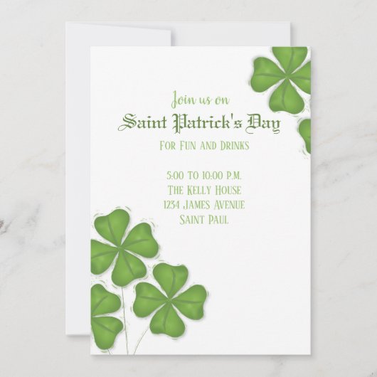 Shamrocks Invitation Kaart (Voorkant)