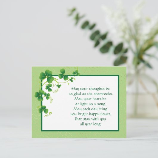Shamrocks Irish Blessing Briefkaart (Staand voorkant)