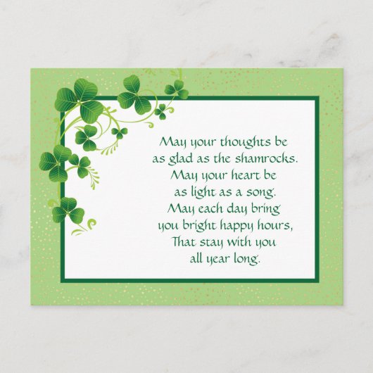 Shamrocks Irish Blessing Briefkaart (Voorkant)