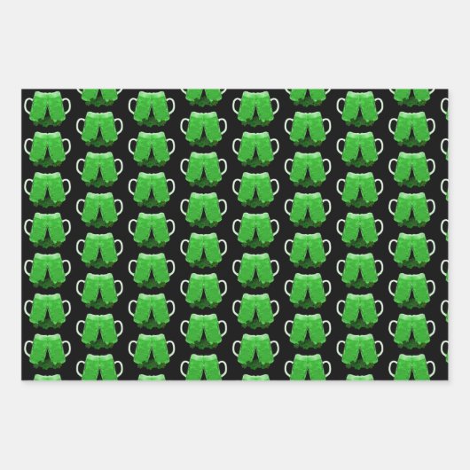 Shamrocks Irish Clover Green Beer Cheers Inpakpapier Vel (Voorkant 3)
