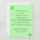 Shamrocks Irish Dinner Party Invitations Kaart (Achterkant)