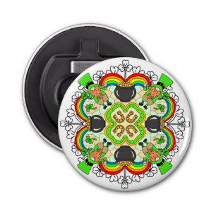 Shamrocks, Leprechauns St Patrick's Day Button Flesopener