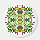 Shamrocks, Leprechauns St Patrick's Day Magneet (Voorkant)